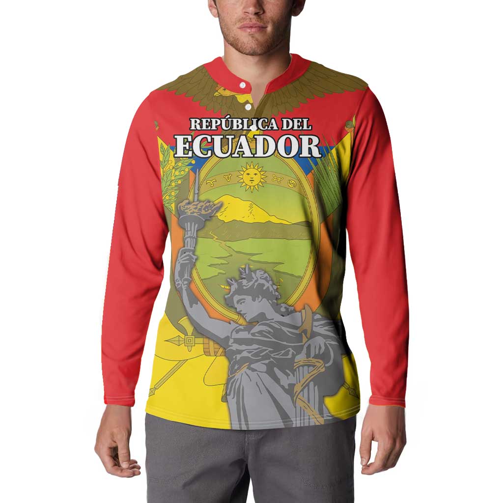 Custom Ecuador Independence Day 1809 Button Sweatshirt Monumento a la Independencia - Wonder Print Shop