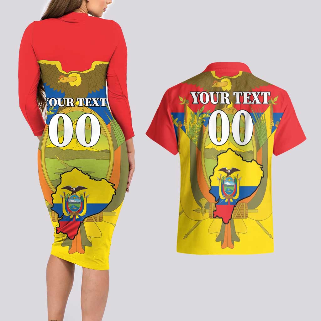 Custom Ecuador Independence Day 1809 Couples Matching Long Sleeve Bodycon Dress and Hawaiian Shirt Monumento a la Independencia - Wonder Print Shop