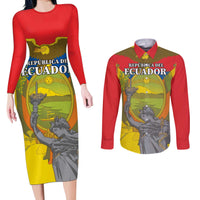 Custom Ecuador Independence Day 1809 Couples Matching Long Sleeve Bodycon Dress and Long Sleeve Button Shirt Monumento a la Independencia - Wonder Print Shop
