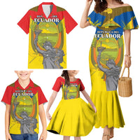 Custom Ecuador Independence Day 1809 Family Matching Mermaid Dress and Hawaiian Shirt Monumento a la Independencia - Wonder Print Shop