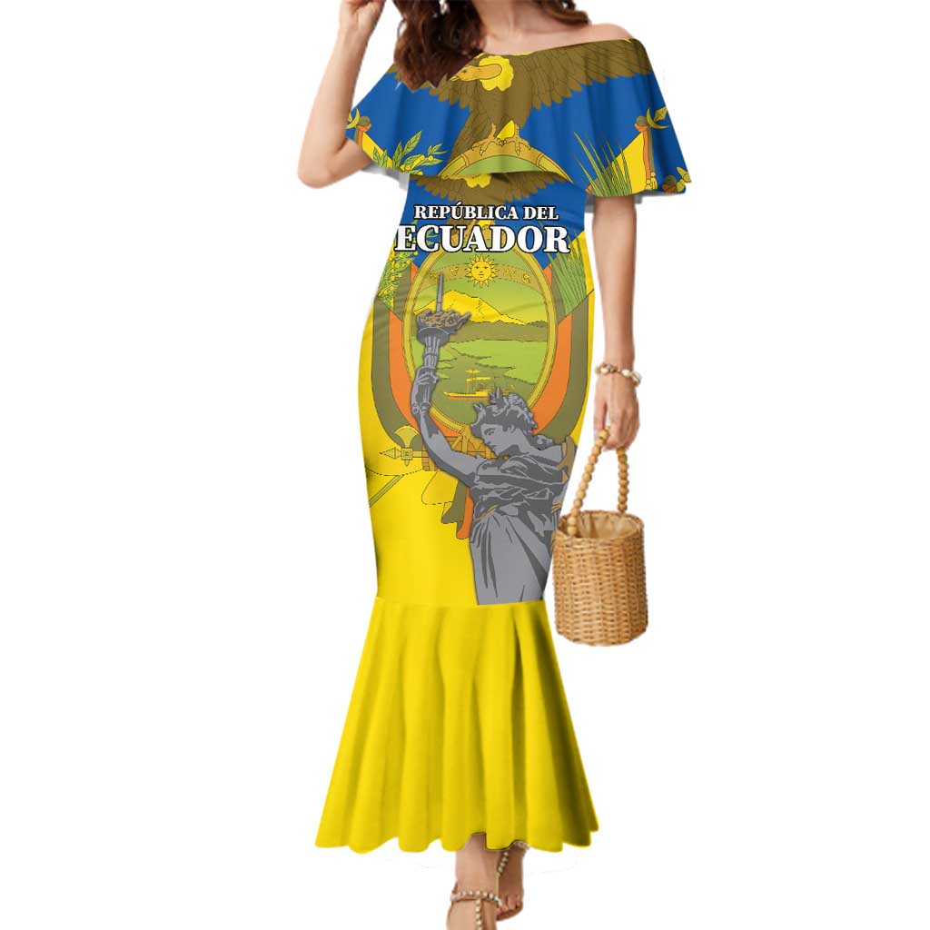 Custom Ecuador Independence Day 1809 Family Matching Mermaid Dress and Hawaiian Shirt Monumento a la Independencia - Wonder Print Shop