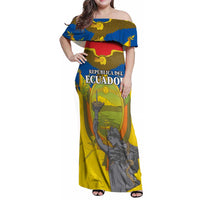 Custom Ecuador Independence Day 1809 Family Matching Off Shoulder Maxi Dress and Hawaiian Shirt Monumento a la Independencia - Wonder Print Shop