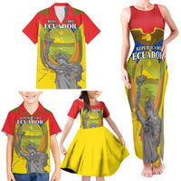 Custom Ecuador Independence Day 1809 Family Matching Tank Maxi Dress and Hawaiian Shirt Monumento a la Independencia - Wonder Print Shop