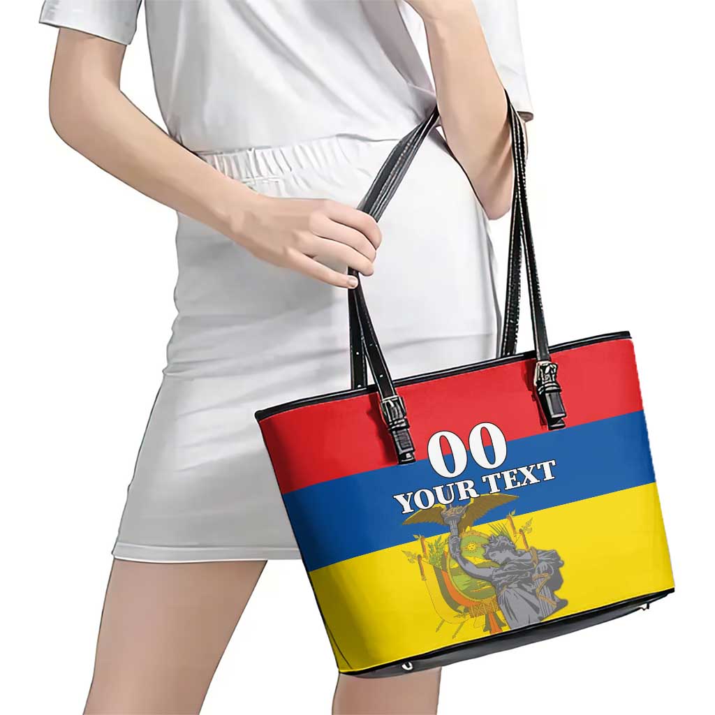 Custom Ecuador Independence Day 1809 Leather Tote Bag Monumento a la Independencia - Wonder Print Shop