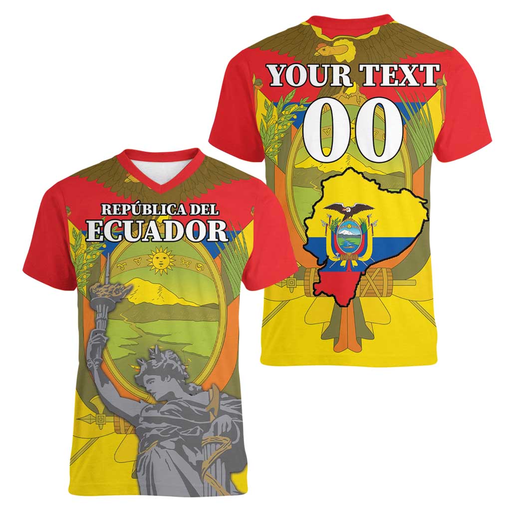 Custom Ecuador Independence Day 1809 Women V-Neck T-Shirt Monumento a la Independencia - Wonder Print Shop