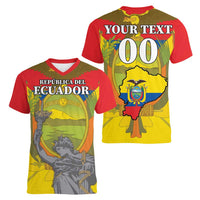 Custom Ecuador Independence Day 1809 Women V-Neck T-Shirt Monumento a la Independencia - Wonder Print Shop