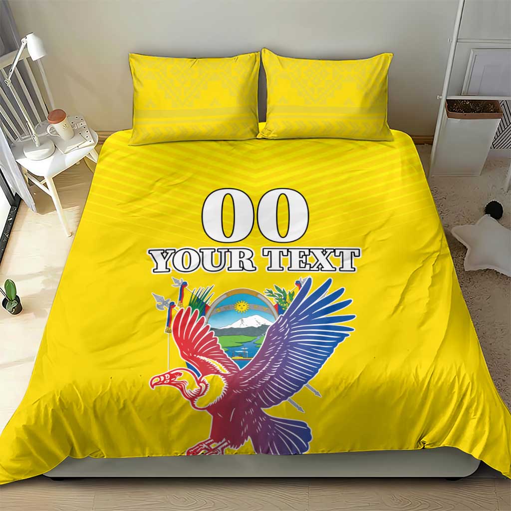 Custom Ecuador Independence Day Bedding Set Andean Condor With Coat Of Arms - Wonder Print Shop