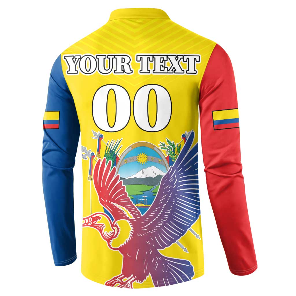 Custom Ecuador Independence Day Button Sweatshirt Andean Condor With Coat Of Arms - Wonder Print Shop
