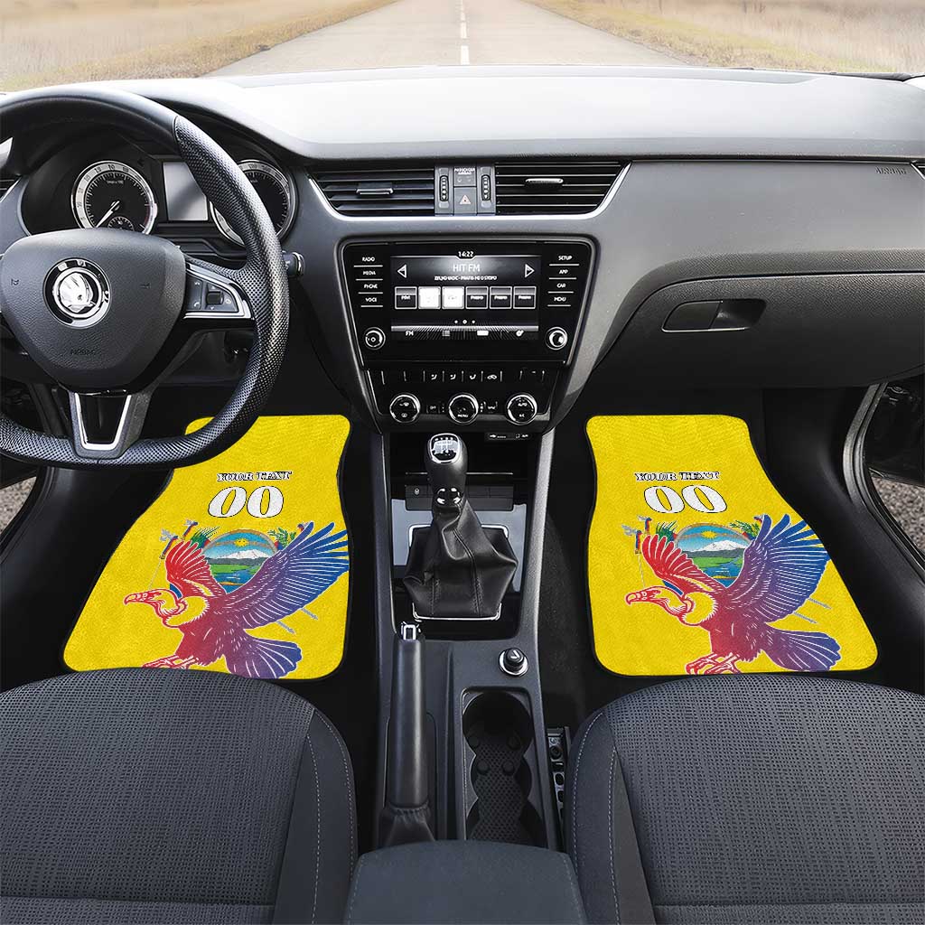Custom Ecuador Independence Day Car Mats Andean Condor With Coat Of Arms - Wonder Print Shop