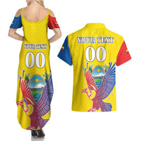 Custom Ecuador Independence Day Couples Matching Summer Maxi Dress and Hawaiian Shirt Andean Condor With Coat Of Arms - Wonder Print Shop