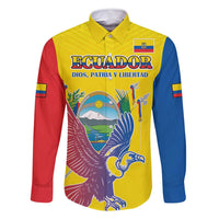 Custom Ecuador Independence Day Family Matching Long Sleeve Bodycon Dress and Hawaiian Shirt Andean Condor With Coat Of Arms - Wonder Print Shop