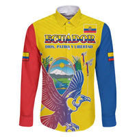 Custom Ecuador Independence Day Family Matching Short Sleeve Bodycon Dress and Hawaiian Shirt Andean Condor With Coat Of Arms - Wonder Print Shop