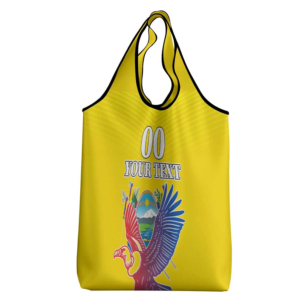 Custom Ecuador Independence Day Grocery Bag Andean Condor With Coat Of Arms