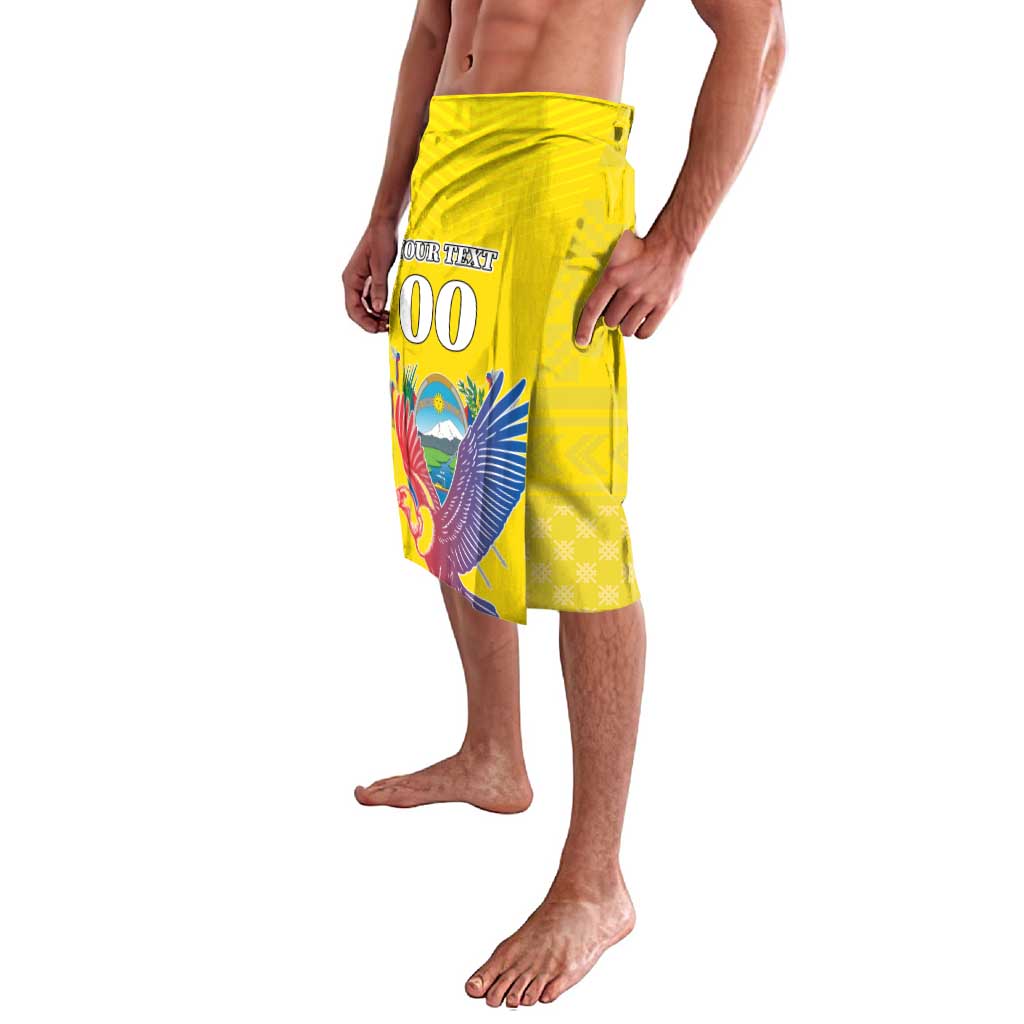 Custom Ecuador Independence Day Lavalava Andean Condor With Coat Of Arms - Wonder Print Shop