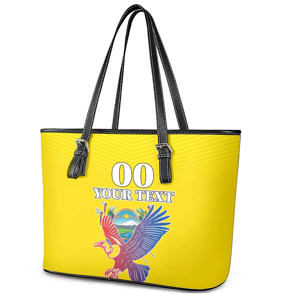 Custom Ecuador Independence Day Leather Tote Bag Andean Condor With Coat Of Arms - Wonder Print Shop