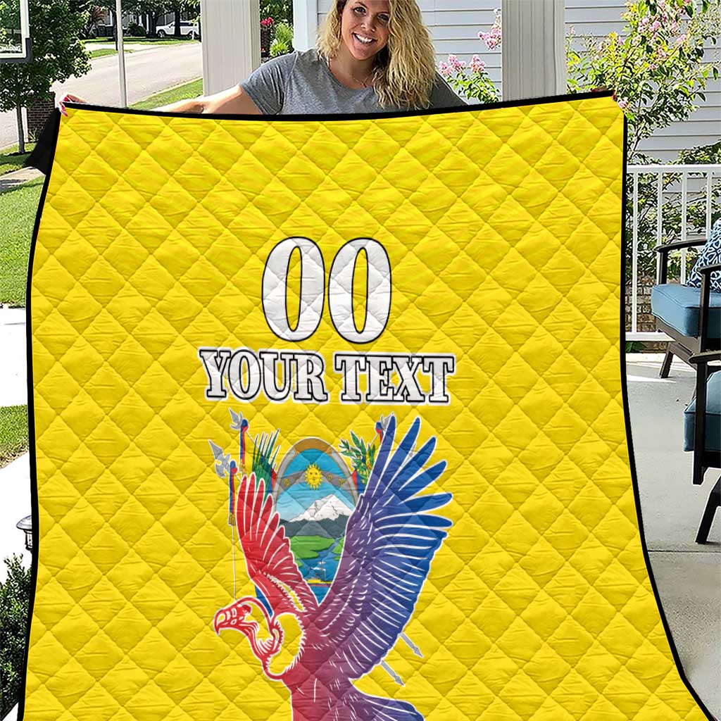 Custom Ecuador Independence Day Quilt Andean Condor With Coat Of Arms - Wonder Print Shop