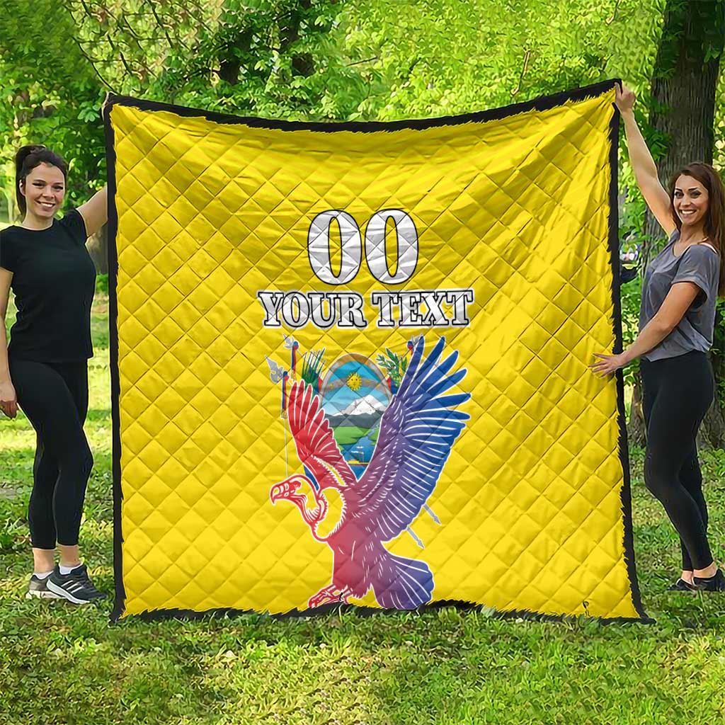 Custom Ecuador Independence Day Quilt Andean Condor With Coat Of Arms - Wonder Print Shop