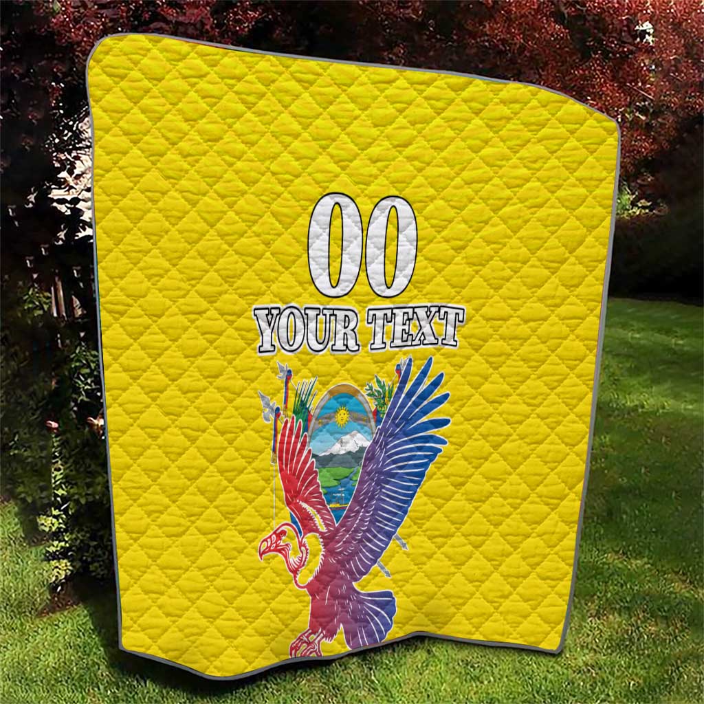 Custom Ecuador Independence Day Quilt Andean Condor With Coat Of Arms - Wonder Print Shop