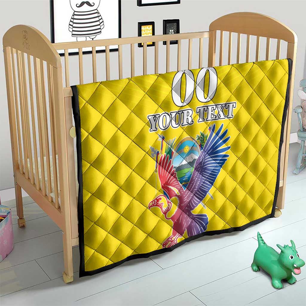 Custom Ecuador Independence Day Quilt Andean Condor With Coat Of Arms - Wonder Print Shop