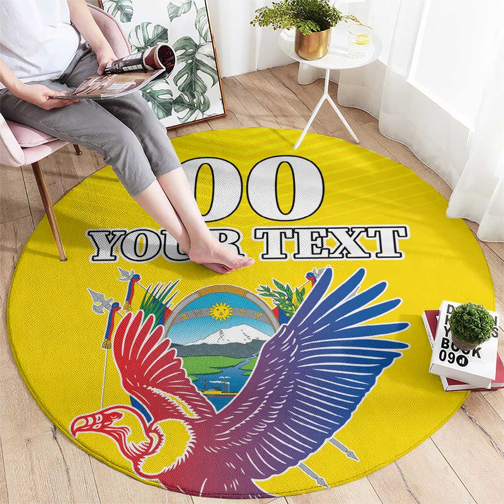 Custom Ecuador Independence Day Round Carpet Andean Condor With Coat Of Arms