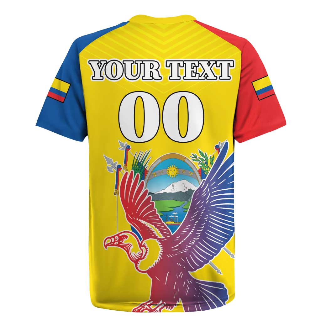 Custom Ecuador Independence Day Rugby Jersey Andean Condor With Coat Of Arms - Wonder Print Shop