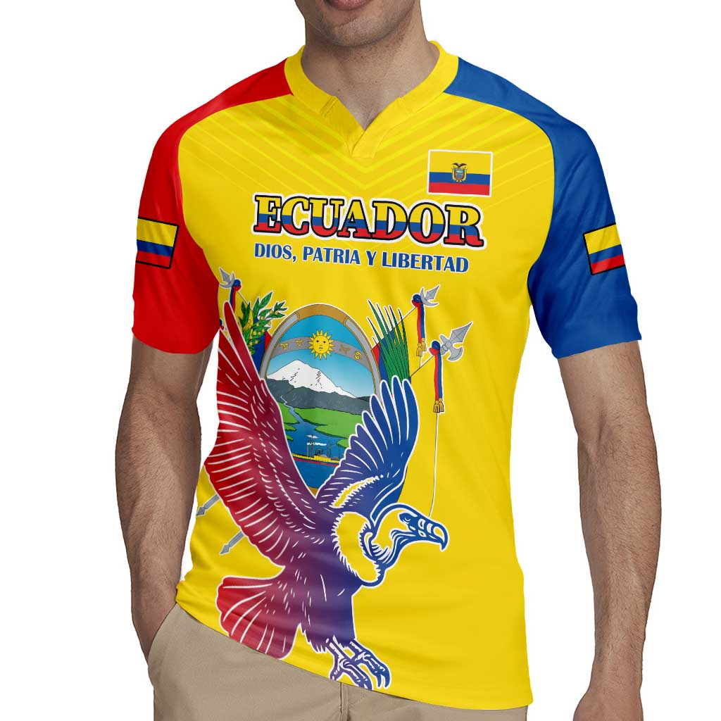 Custom Ecuador Independence Day Rugby Jersey Andean Condor With Coat Of Arms - Wonder Print Shop
