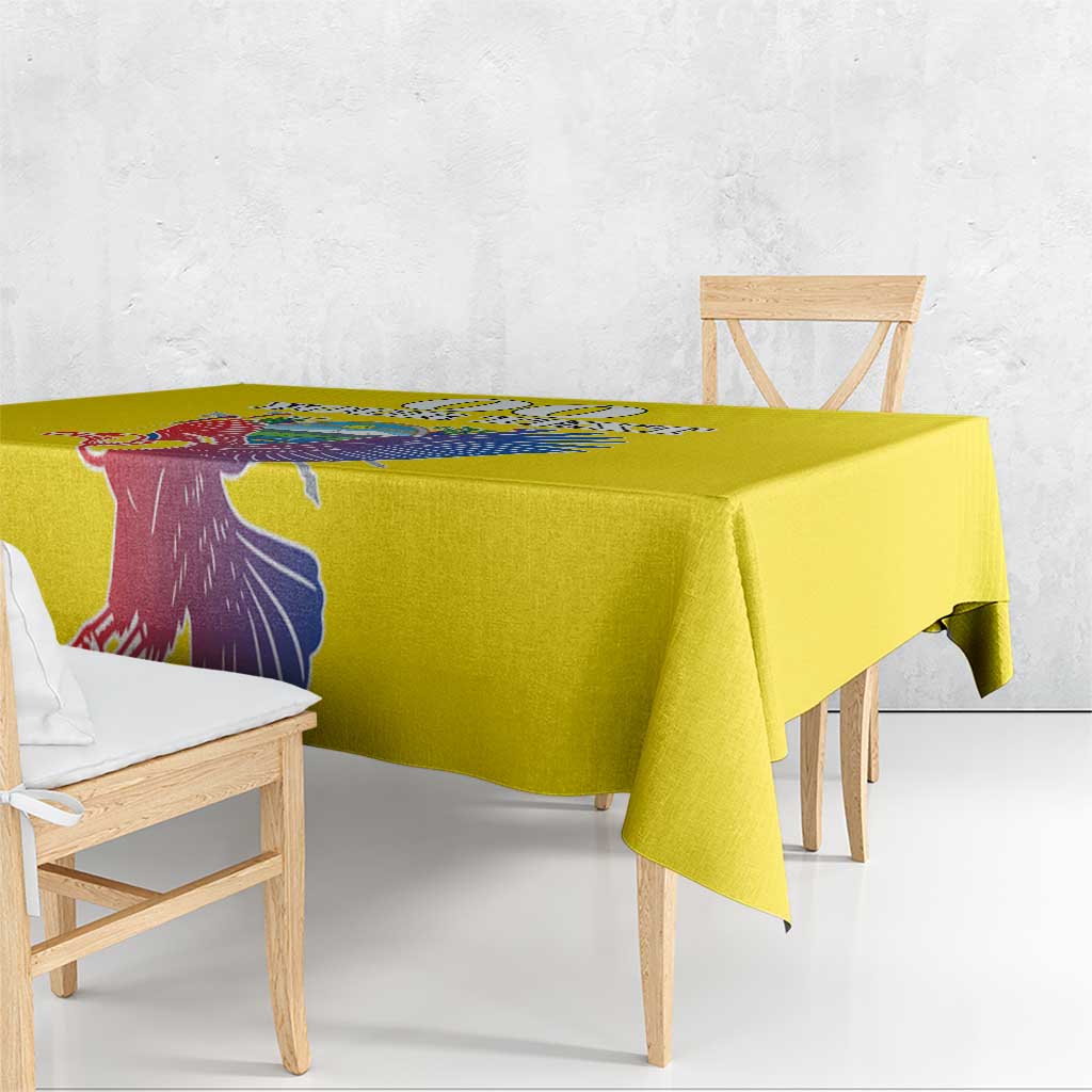 Custom Ecuador Independence Day Tablecloth Andean Condor With Coat Of Arms - Wonder Print Shop