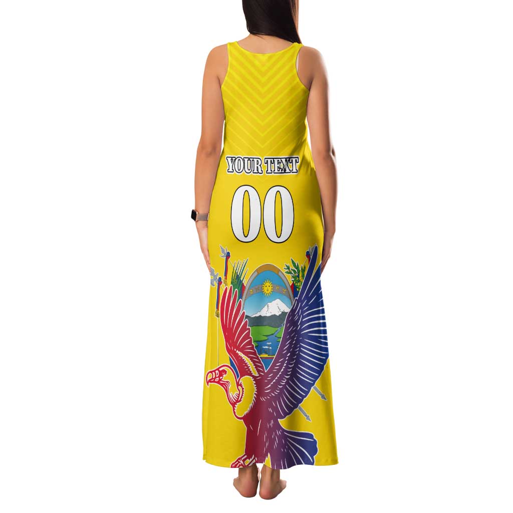 Custom Ecuador Independence Day Tank Maxi Dress Andean Condor With Coat Of Arms - Wonder Print Shop