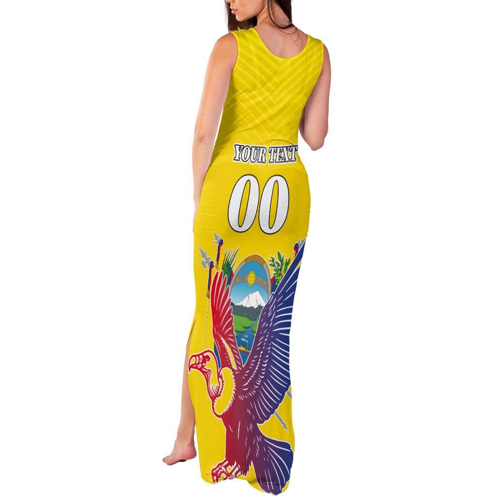 Custom Ecuador Independence Day Tank Maxi Dress Andean Condor With Coat Of Arms - Wonder Print Shop