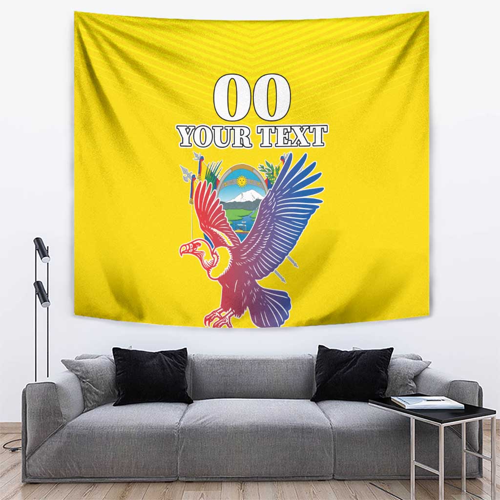 Custom Ecuador Independence Day Tapestry Andean Condor With Coat Of Arms - Wonder Print Shop