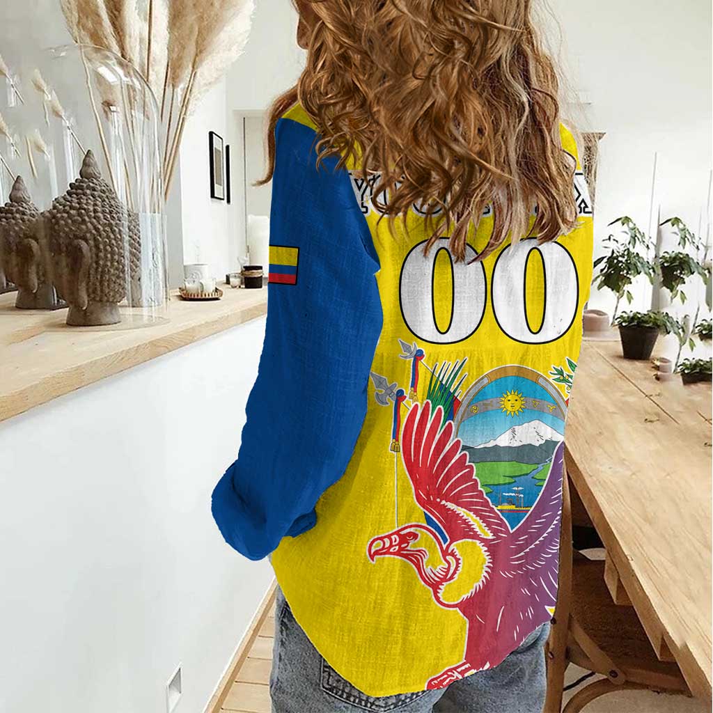 Custom Ecuador Independence Day Women Casual Shirt Andean Condor With Coat Of Arms - Wonder Print Shop