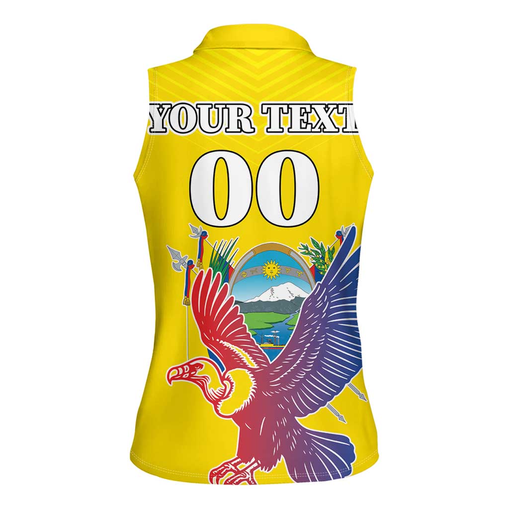 Custom Ecuador Independence Day Women Sleeveless Polo Shirt Andean Condor With Coat Of Arms - Wonder Print Shop