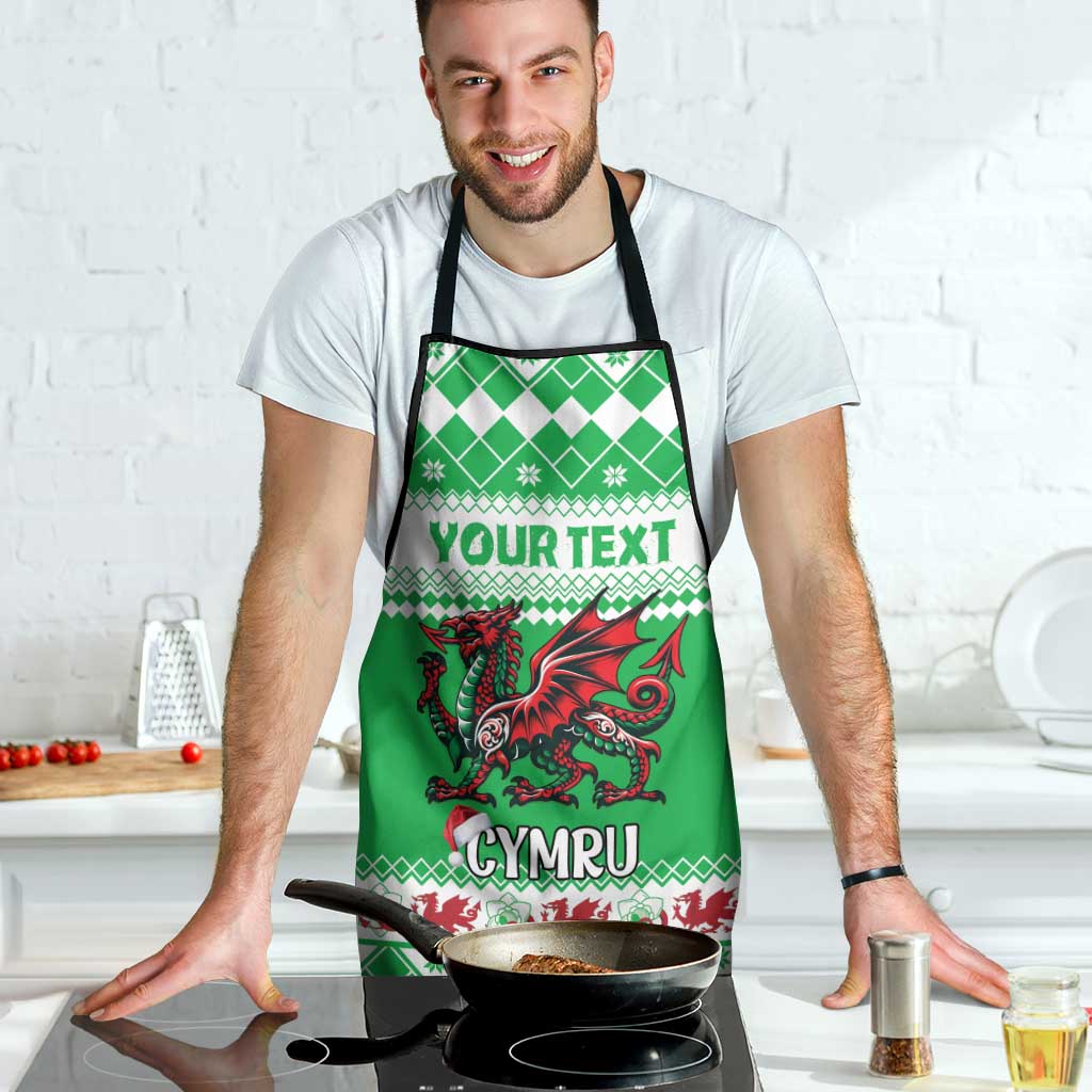 Personalized Wales Christmas Dragon Apron Nadolig Llawen Green Version - Wonder Print Shop