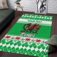 Personalized Wales Christmas Dragon Area Rug Nadolig Llawen Green Version - Wonder Print Shop