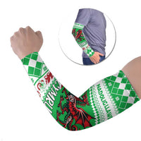 Personalized Wales Christmas Dragon Arm Sleeves Nadolig Llawen Green Version - Wonder Print Shop
