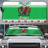 Personalized Wales Christmas Dragon Auto Sun Shade Nadolig Llawen Green Version - Wonder Print Shop