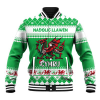Personalized Wales Christmas Dragon Baseball Jacket Nadolig Llawen Green Version - Wonder Print Shop