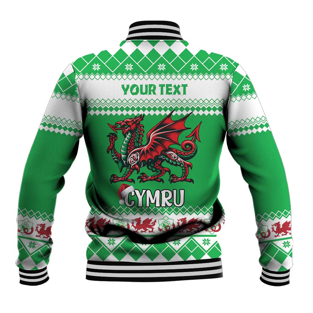 Personalized Wales Christmas Dragon Baseball Jacket Nadolig Llawen Green Version - Wonder Print Shop