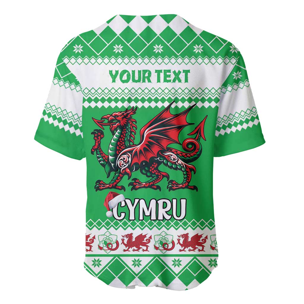 Personalized Wales Christmas Dragon Baseball Jersey Nadolig Llawen Green Version - Wonder Print Shop