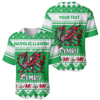 Personalized Wales Christmas Dragon Baseball Jersey Nadolig Llawen Green Version - Wonder Print Shop