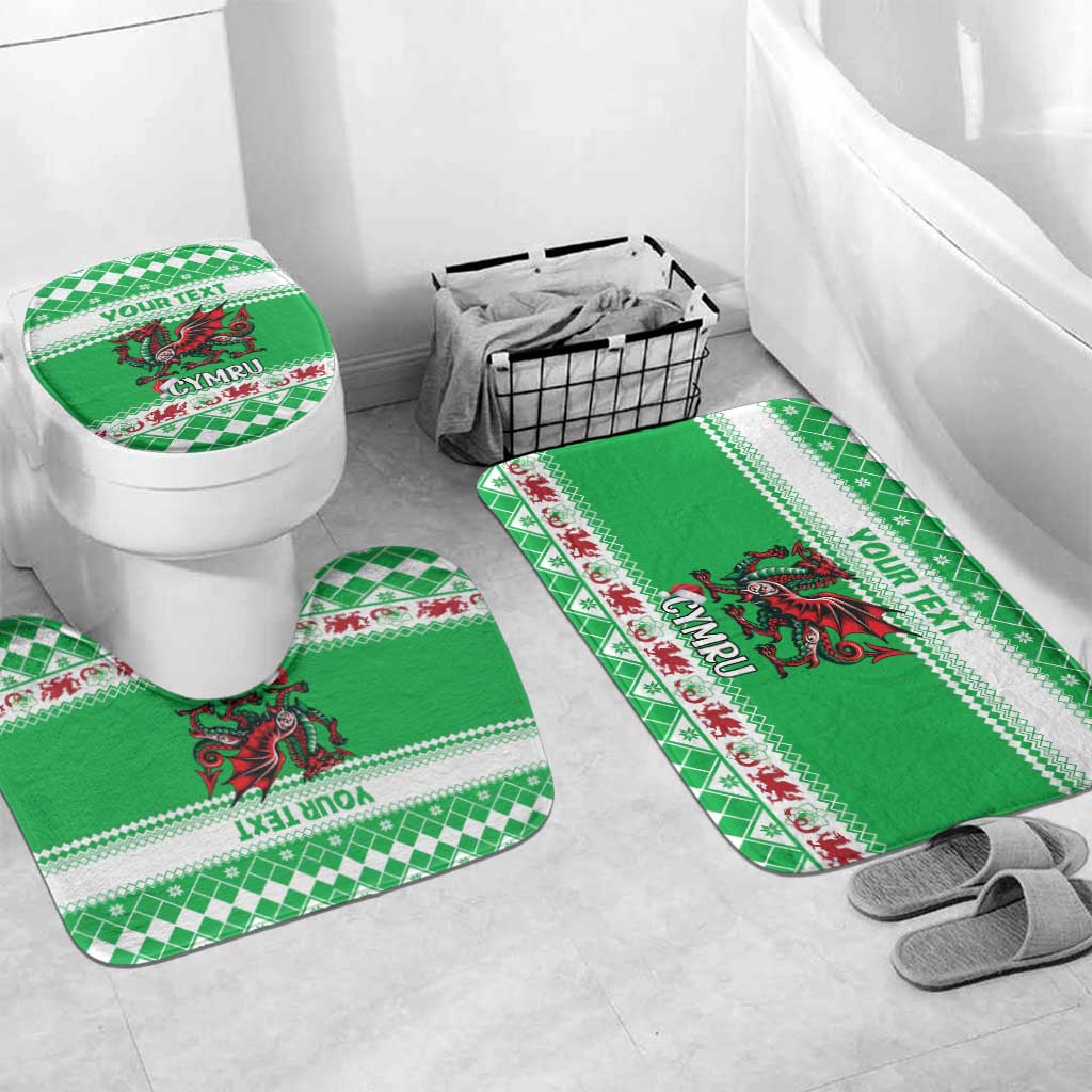 Personalized Wales Christmas Dragon Bathroom Set Nadolig Llawen Green Version - Wonder Print Shop