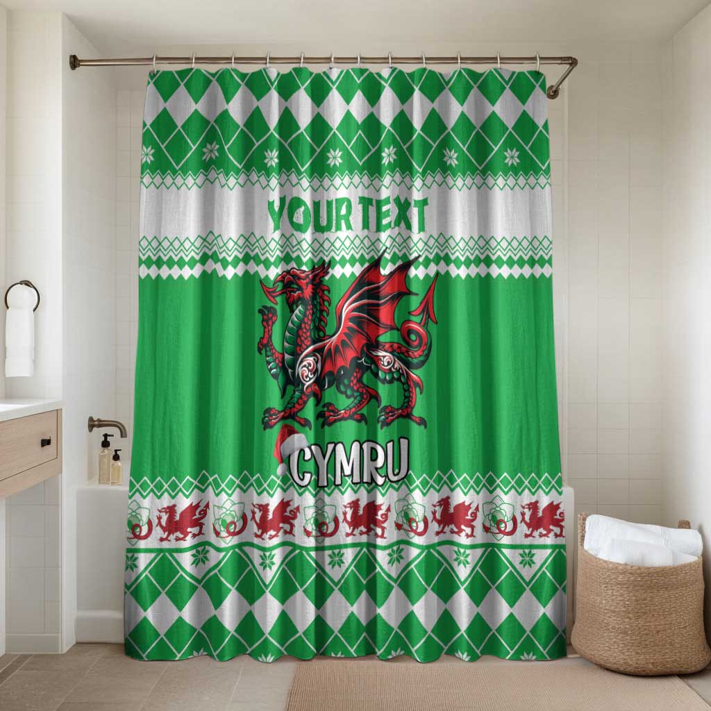 Personalized Wales Christmas Dragon Bathroom Set Nadolig Llawen Green Version - Wonder Print Shop