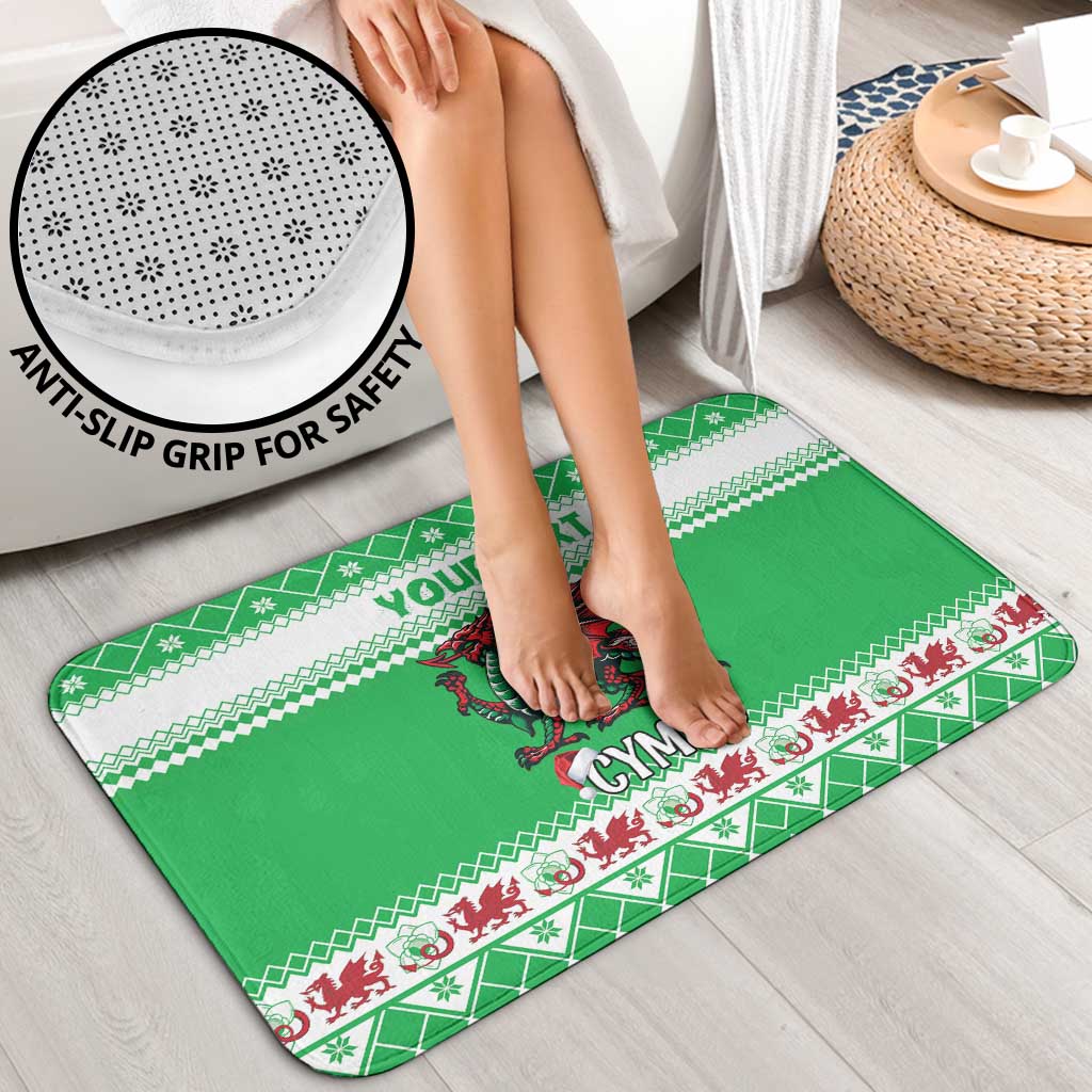 Personalized Wales Christmas Dragon Bathroom Set Nadolig Llawen Green Version - Wonder Print Shop