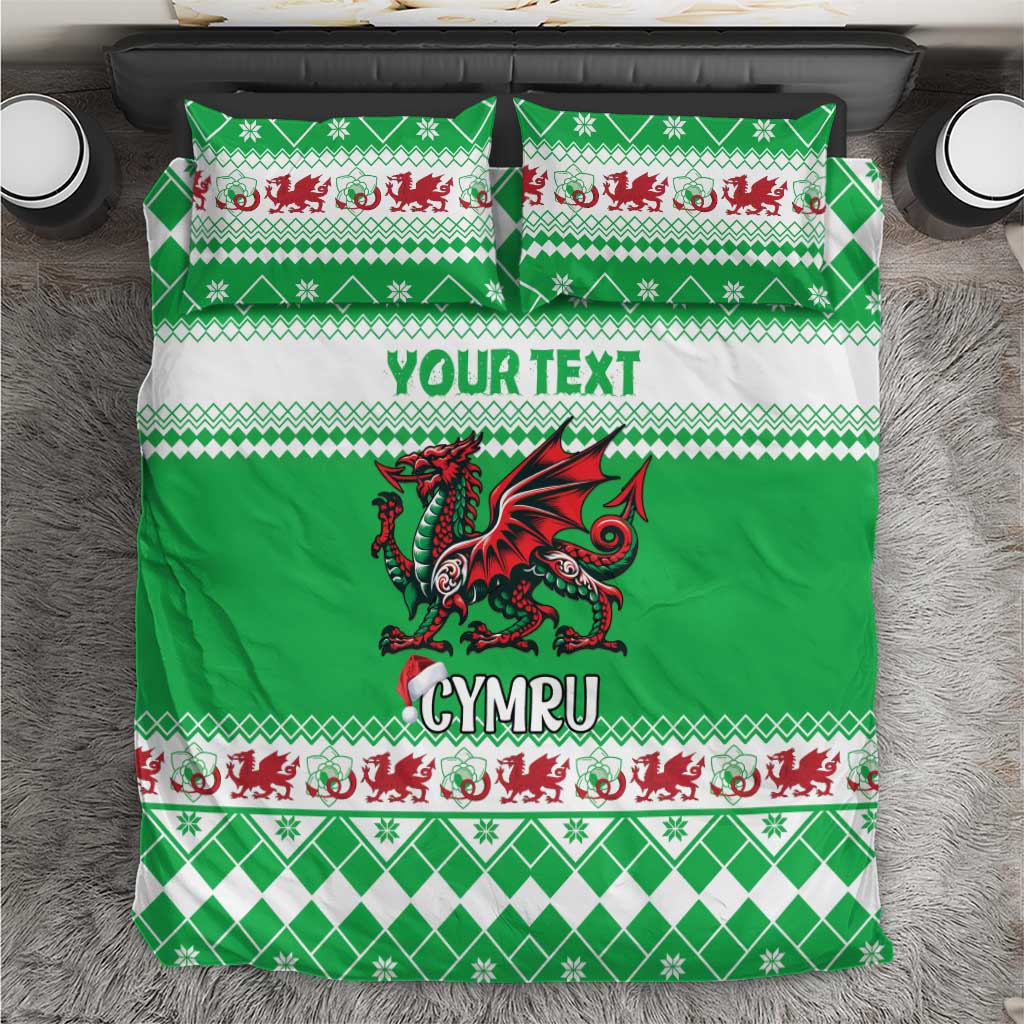 Personalized Wales Christmas Dragon Bedding Set Nadolig Llawen Green Version - Wonder Print Shop
