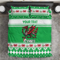 Personalized Wales Christmas Dragon Bedding Set Nadolig Llawen Green Version - Wonder Print Shop