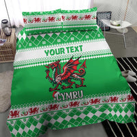 Personalized Wales Christmas Dragon Bedding Set Nadolig Llawen Green Version - Wonder Print Shop