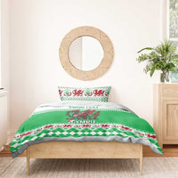 Personalized Wales Christmas Dragon Bedding Set Nadolig Llawen Green Version - Wonder Print Shop