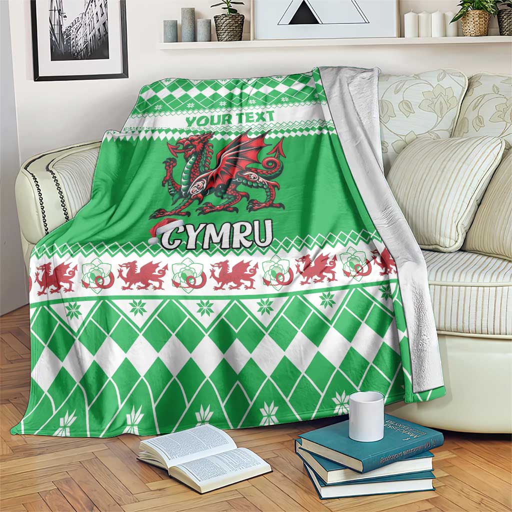 Personalized Wales Christmas Dragon Blanket Nadolig Llawen Green Version - Wonder Print Shop