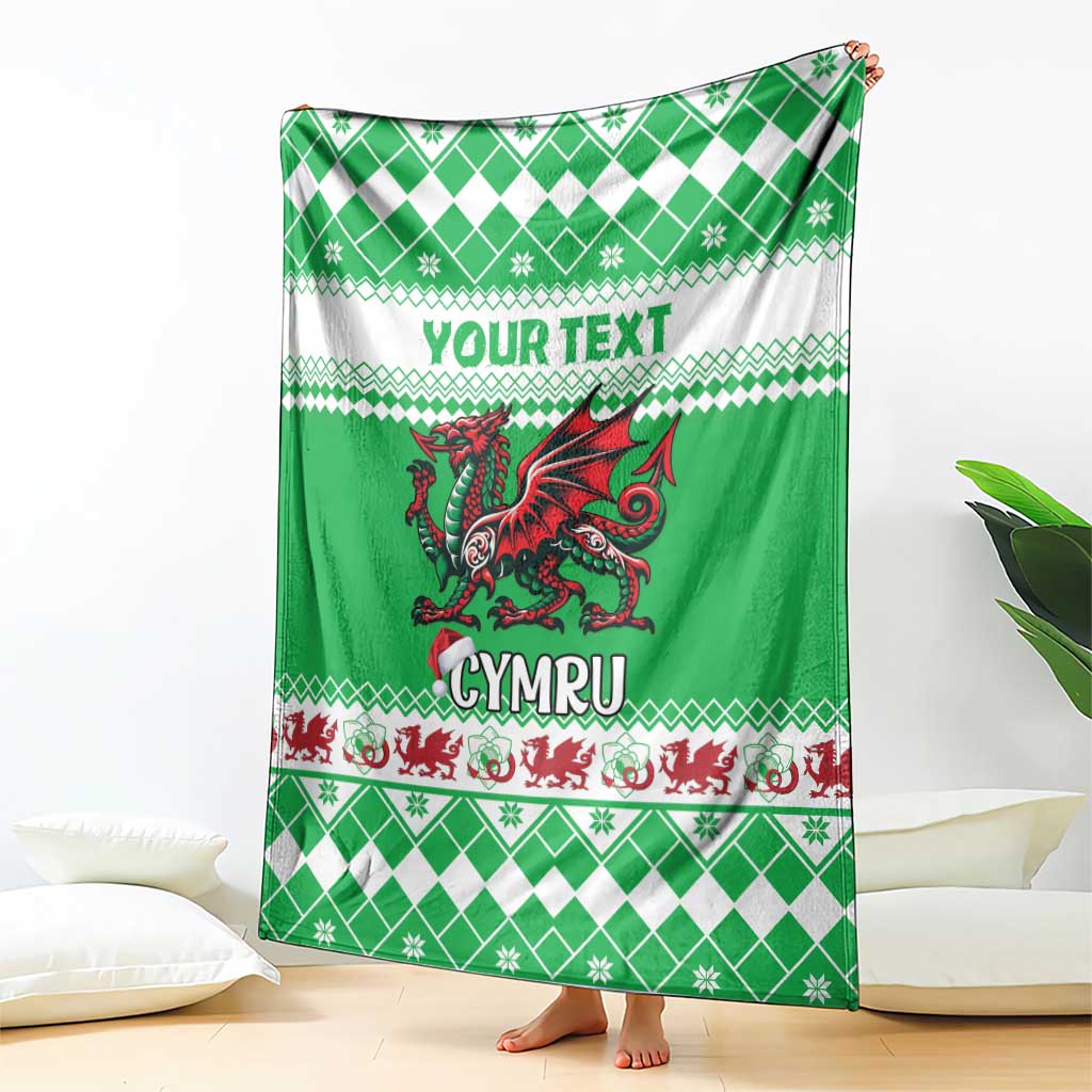 Personalized Wales Christmas Dragon Blanket Nadolig Llawen Green Version - Wonder Print Shop