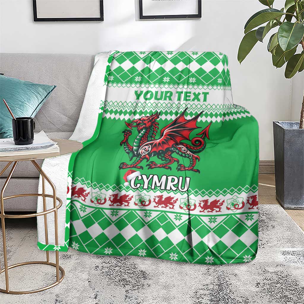 Personalized Wales Christmas Dragon Blanket Nadolig Llawen Green Version - Wonder Print Shop